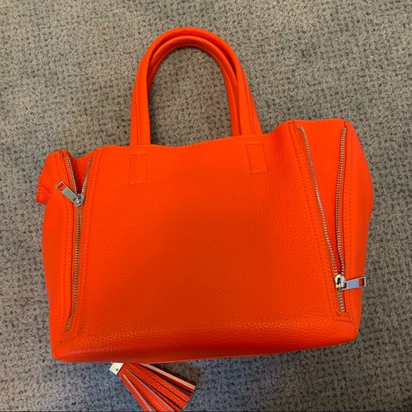 INZI Orange Leather Handbag with Tassels - Picture 3 of 6